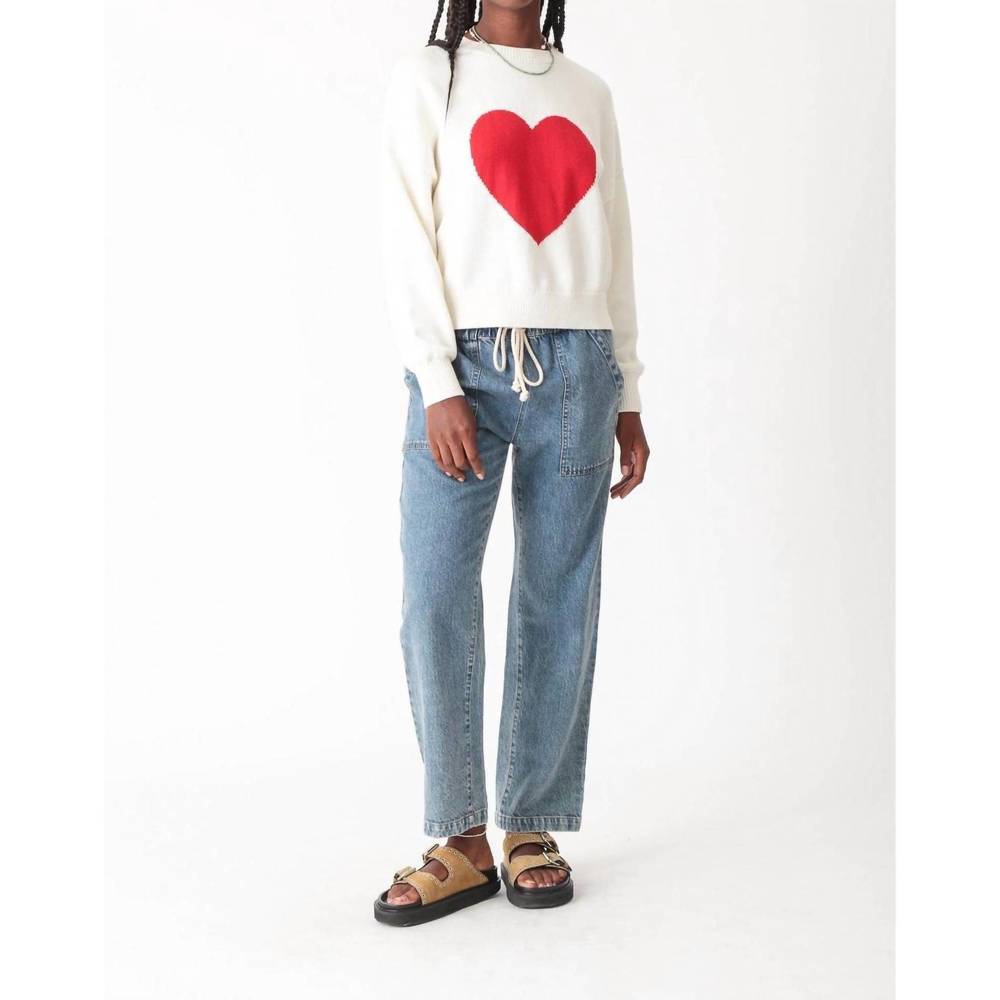 NEW ELECTRIC & ROSE heart sweater in white/red